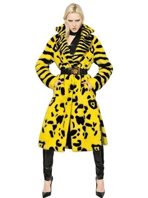 yellow versace fur coat|Versace coats.